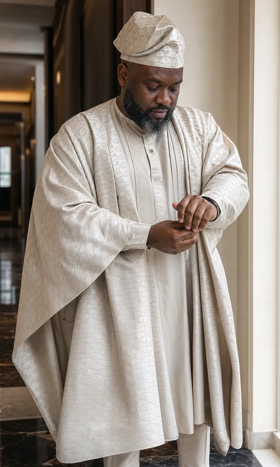Champagne Royal Sheen colour-matched Nigerian traditional look