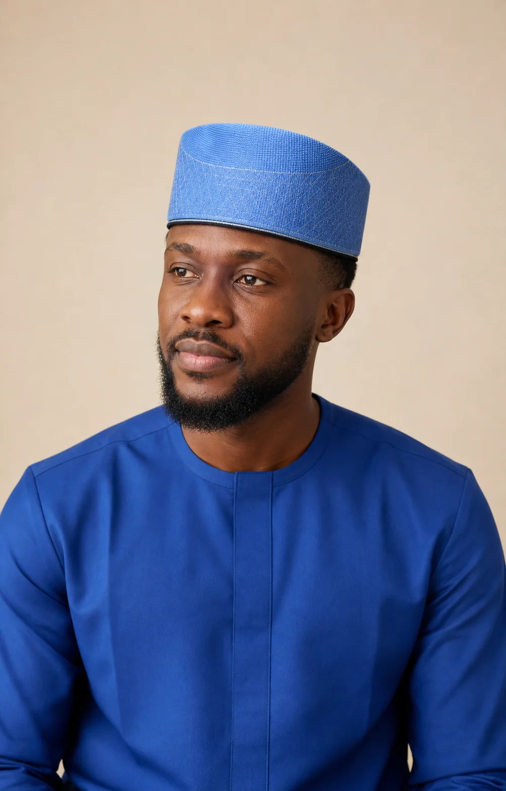 Zeeta Blue Edit colour-matched Nigerian traditional look